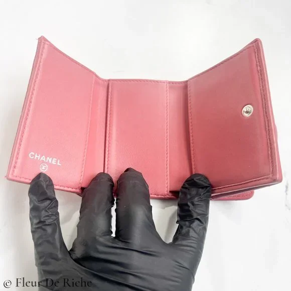 Chanel Classic Trifold Pink Flap Wallet Quilted Lambskin - Picture 8 of 10